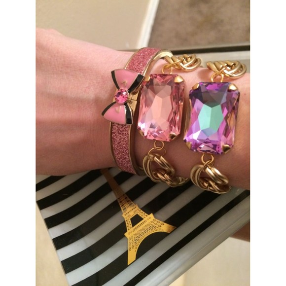 Crystal Gold Double Link Curb Chain Bracelet - Picture 2 of 5